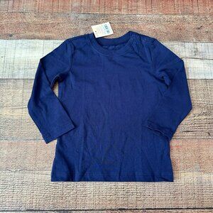 Primary kids gender neutral unisex navy blue long sleeve crewneck shirt -18/24M